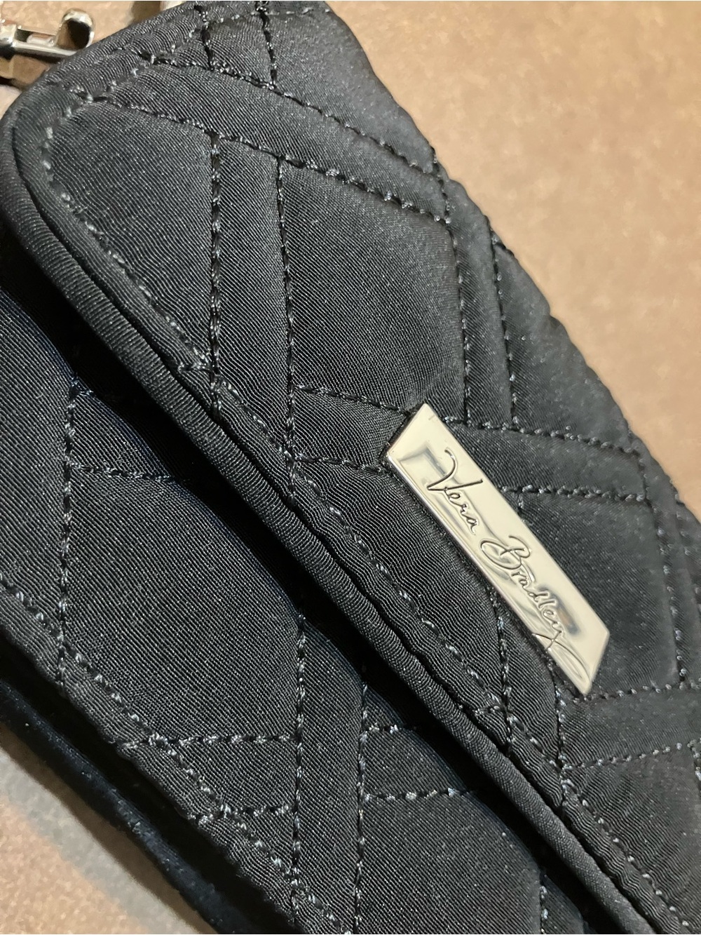 Vera Bradley Quilted Black with Logo Plate ( RFID)